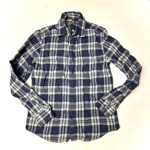 American Eagle Flannel Button-Up Shirt Mens XS 100% Cotton Blue White Plaid